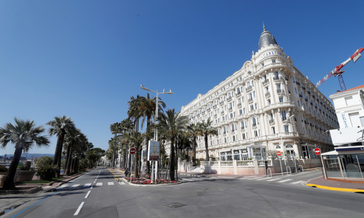 A view shows the Carlton hotel and an empty Croisette in Cannes as a lockdown is imposed to slow the rate of the coronavirus disease (COVID-19) in France