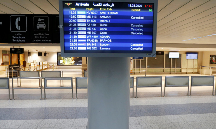 Lebanon temporarily shuts down Beirut's international airport as part of the preventive measures against the spread of coronavirus disease (COVID-19) in Beirut