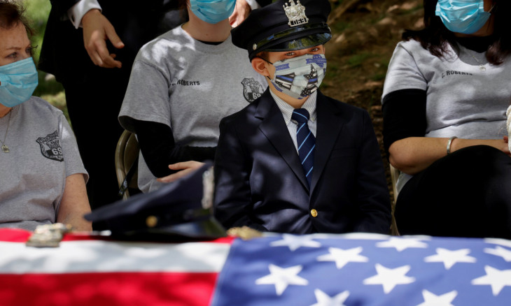 Funeral service held for police officer Charles Roberts who died of coronavirus disease (COVID-19) in Glen Ridge