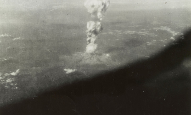 Smoke billows 20,000 feet (6,100 metres) after an atomic bomb codenamed "Little Boy"