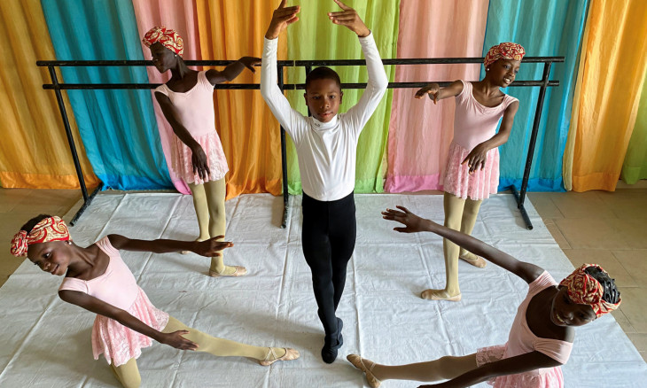 Anthony Mmesoma Madu, an 11-year-old ballet dancer, poses during a rehearsal 