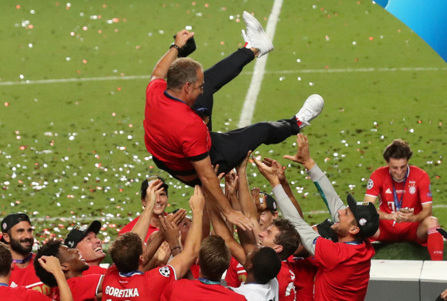 Bayern Munich players celebrate winning the Champions League 