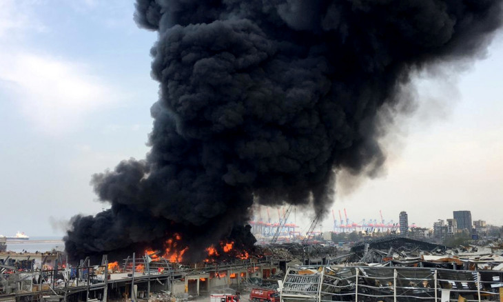 Smoke rises from Beirut's port area