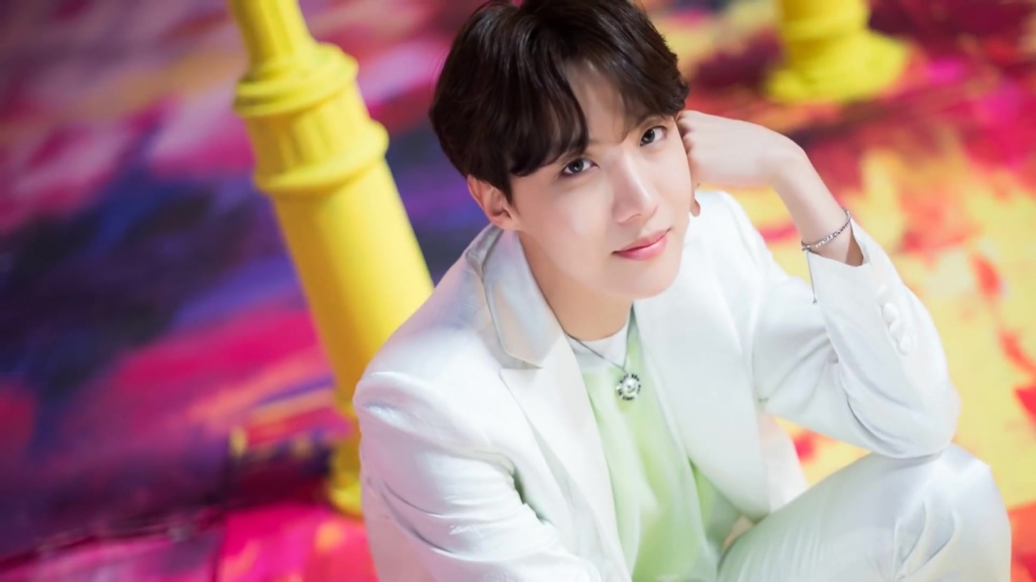 J-Hope's Blue Hair in "Boy With Luv" Music Video - wide 8