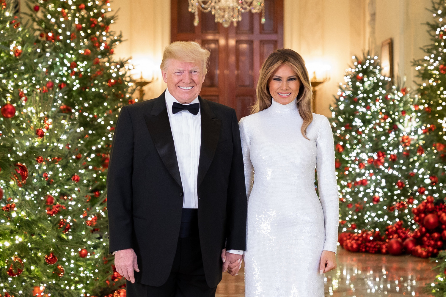 Melania Trump, Donald Trump Wore Matching Tuxedos For 2020 Christmas