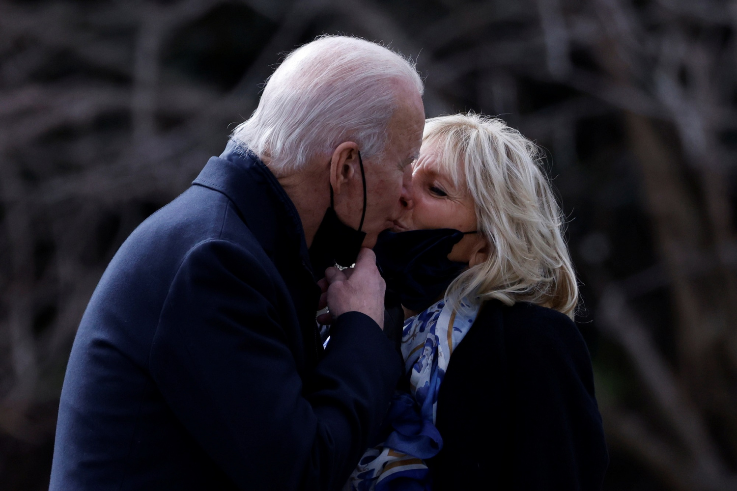 Jill Biden, Joe Biden Shared Goodbye Kiss For POTUS' First Official Outing