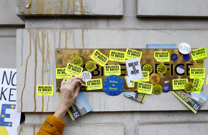 EU supporters participate in the 'People's Vote' march in central London
