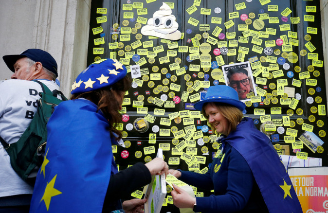 EU supporters participate in the 'People's Vote' march in central London