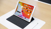 A new Apple iPad is seen in the demonstration room during a launch event at their headquarters in Cupertino