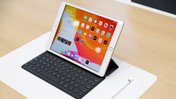 A new Apple iPad is seen in the demonstration room during a launch event at their headquarters in Cupertino