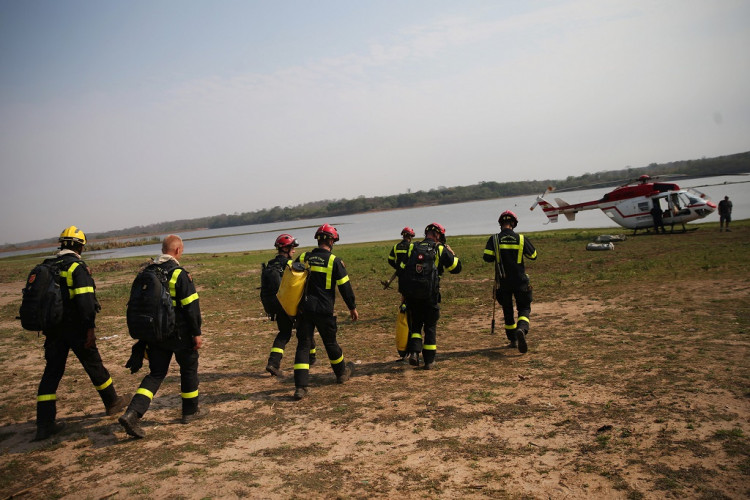 Firefighters of France's army travel to near Noel Kempff Mercado national park to battle wildfires, from San Ignacio de Velasco, Bolivia, September 23, 2019.
