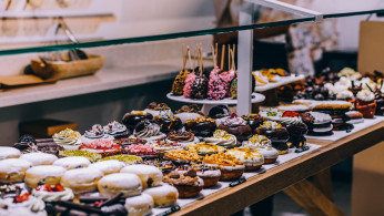 Donuts nad bagel display. 