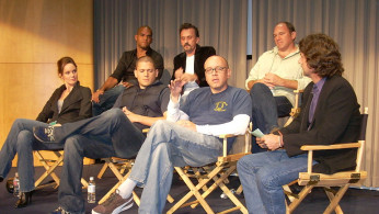 Cast Members of TV series Prison Break: Amaury Nolasco, Robert Knepper, Wade Williams, Sarah Wayne Callies, Wentworth Miller with executive producer Matt Olmstead at Paley Center for Media, Beverly Hills, California.