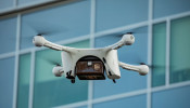 A UPS drone makes a Flight Forward medical delivery on WakeMed Health & Hospitals' main campus in Raleigh