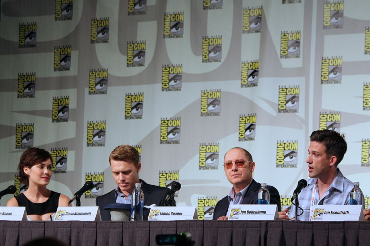 Megan Boone (Elizabeth Keen), Diego Klattenhoff (Donald Ressler), James Spader (Red), Jon Bokenkamp The Blacklist Panel at the 2013 Comic Con