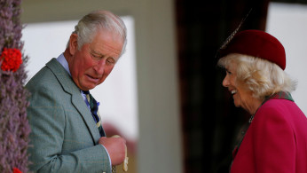 Britain's Prince Charles and his wife Camilla the Duchess of Cornwall arrive at the annual Braemar Highland Gathering in Braemar, Scotland
