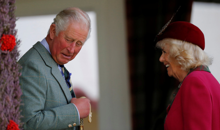 Britain's Prince Charles and his wife Camilla the Duchess of Cornwall arrive at the annual Braemar Highland Gathering in Braemar, Scotland