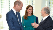Britain's Prince William and Catherine, Duchess of Cambridge speak with the Aga Khan as they visit the Aga Khan Centre in London, Britain October 2, 2019. Jeff Spicer/Pool via REUTERS