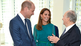 Britain's Prince William and Catherine, Duchess of Cambridge speak with the Aga Khan as they visit the Aga Khan Centre in London, Britain October 2, 2019. Jeff Spicer/Pool via REUTERS