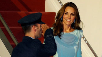 Britain's Prince William and Catherine, Duchess of Cambridge, arrive in Islamabad