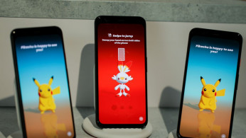 The new Google Pixel 4 smartphones are displayed during a Google launch event in New York