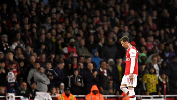 Carabao Cup - Arsenal v Notts Forest. Arsenal's Mesut Ozil looks dejected as he is substituted