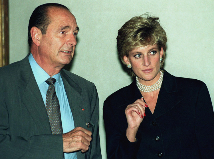 French President Jacques Chirac and Diana, Princess of Wales chat while they inaugurate the Cezanne ..