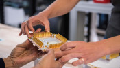 A handout picture from October 2019 shows a component of Google's Quantum Computer in the Santa Barbara lab, California, U.S. Picture taken in October 2019.