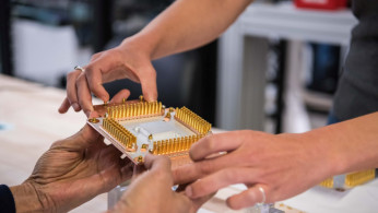 A handout picture from October 2019 shows a component of Google's Quantum Computer in the Santa Barbara lab, California, U.S. Picture taken in October 2019.