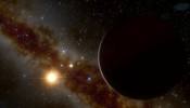 Artistic impression of the gas giant planet GJ 3512b orbiting its red dwarf host star