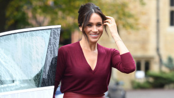 Britain's Meghan, the Duchess of Sussex, arrives for a roundtable discussion on gender equality with The Queen's Commonwealth Trust (QCT) and One Young World at Windsor Castle, Windsor, Britain October 25, 2019. Jeremy Selwyn/Pool via REUTERS