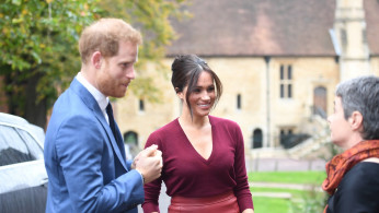 Britain's Meghan, the Duchess of Sussex, and Prince Harry, Duke of Sussex, attend a roundtable discussion on gender equality with The Queen's Commonwealth Trust (QCT) and One Young World at Windsor Castle