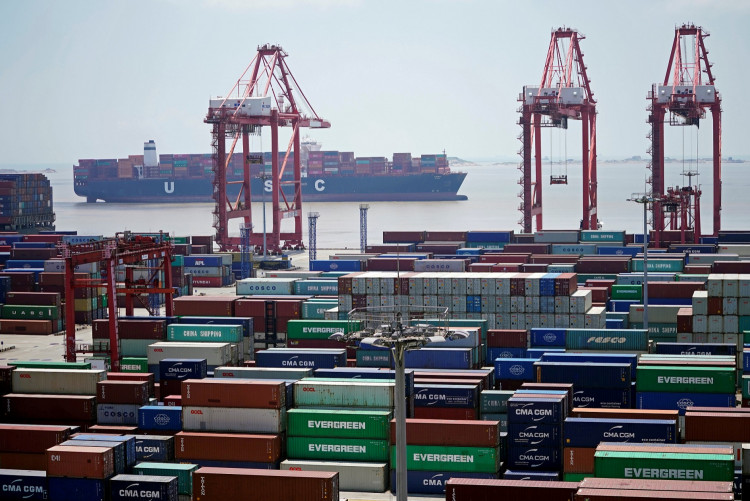 Containers are seen at the Yangshan Deep Water Port in Shanghai, China