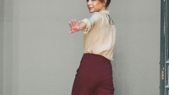 Designer Victoria Beckham following her catwalk show at London Fashion Week in London