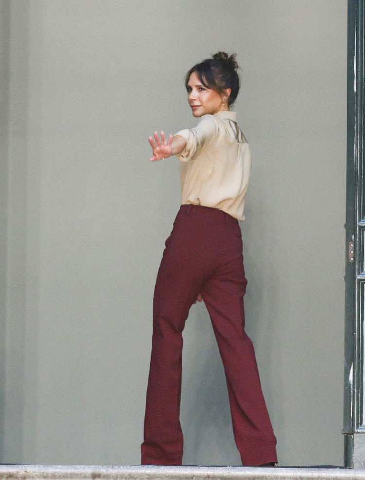 Designer Victoria Beckham following her catwalk show at London Fashion Week in London