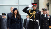 Britain's Prince Harry and Meghan, Duchess of Sussex visit the 91st Field of Remembrance in London