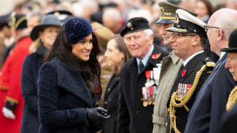 Britain's Prince Harry and Meghan, Duchess of Sussex visit the 91st Field of Remembrance in London