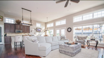 Tray on coffee table in a beautiful home.