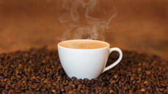 Coffee served on white ceramic cup.