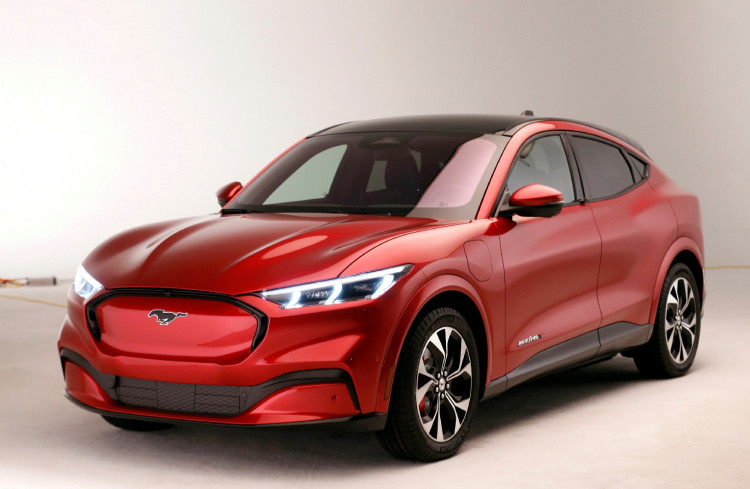Ford Motor Co. shows the all-new electric Mustang Mach-E vehicle for a photo shoot at a studio in Warren, Michigan, U.S. October 29, 2019. Picture taken October 29, 2019.