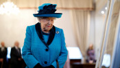 Britain's Queen Elizabeth visits the Royal Philatelic Society in London