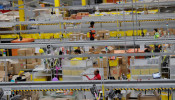 Amazon workers perform their jobs inside of an Amazon fulfillment center on Cyber Monday in Robbinsville, New Jersey, U.S., December 2, 2019.