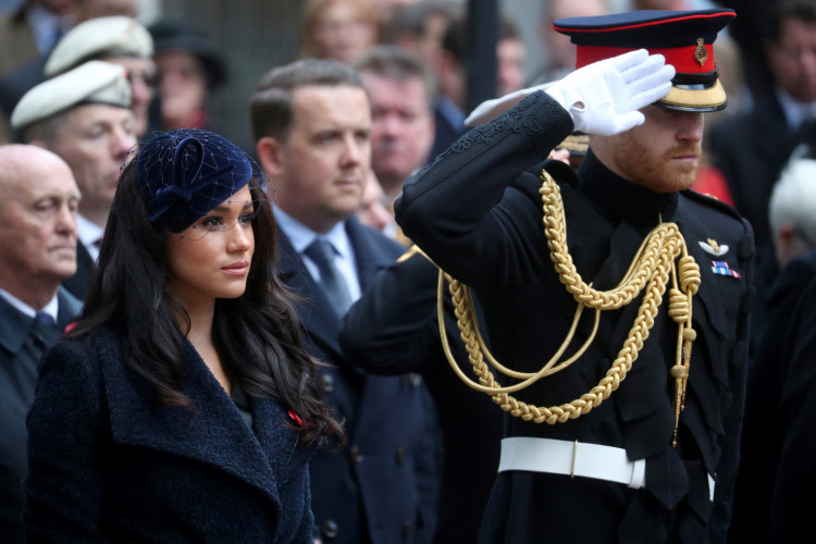 Britain's Prince Harry, Duke of Sussex, and Meghan, Duchess of Sussex, visit the Field of Remembrance at Westminster Abbey in London, Britain, November 7, 2019. REUTERS/Hannah McKay