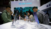 A Qualcomm sign is seen at the second China International Import Expo (CIIE) in Shanghai