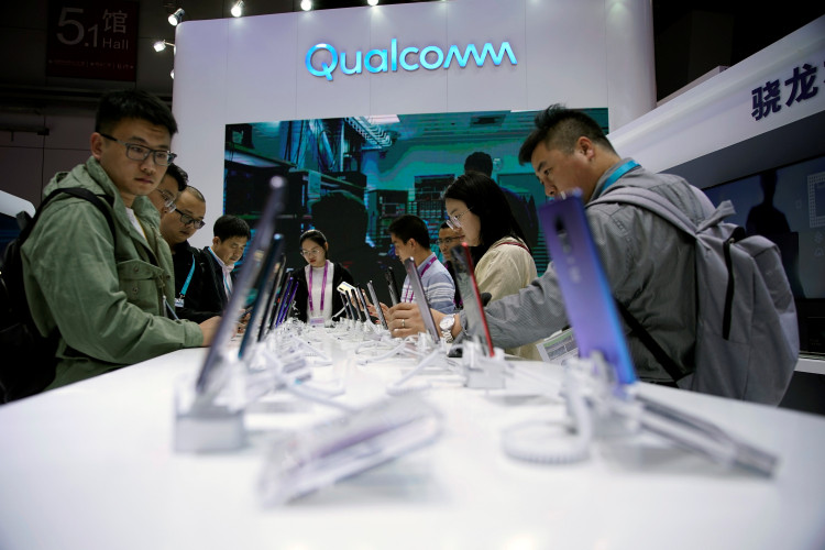 A Qualcomm sign is seen at the second China International Import Expo (CIIE) in Shanghai