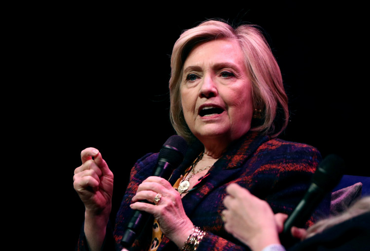 Former U.S. Secretary of State Hillary Clinton speaks during an event promoting "The Book of Gutsy Women" at the Southbank Centre in London, Britain, November 10, 2019. REUTERS/Simon Dawson