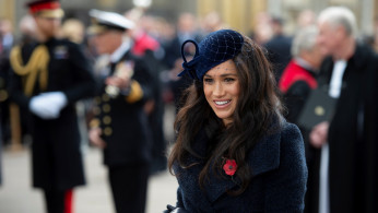 Britain's Prince Harry and Meghan, Duchess of Sussex visit the 91st Field of Remembrance in London