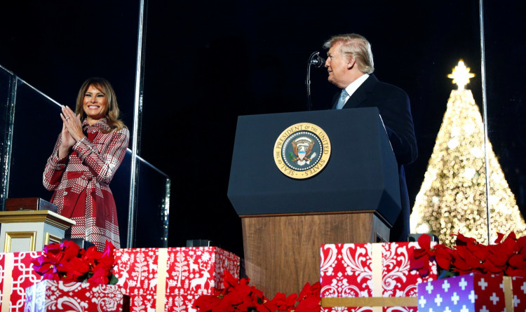 U.S. President Donald Trump and first lady Melania Trump participate in the National Park Service's 97th annual National Christmas Tree Lighting Ceremony on the Ellipse near the White House in Washington, U.S. December 5, 2019. REUTERS/Tom Brenner