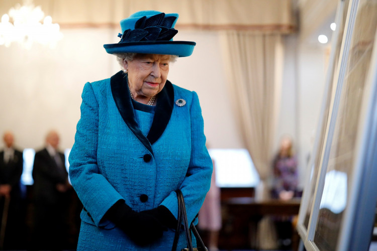 Britain's Queen Elizabeth visits the Royal Philatelic Society in London