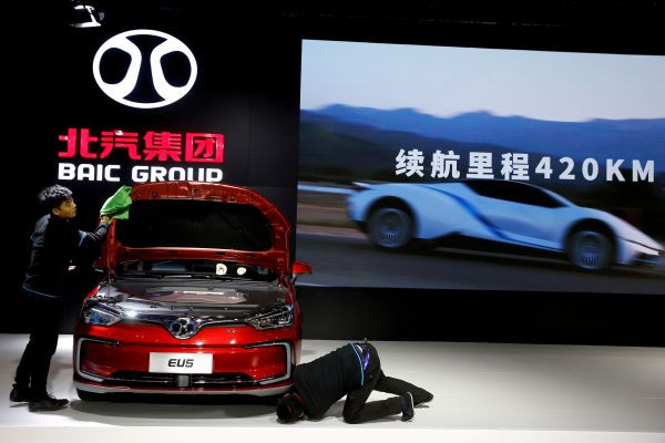 BAIC Group automobile maker at the IEEV New Energy Vehicles Exhibition in Beijing